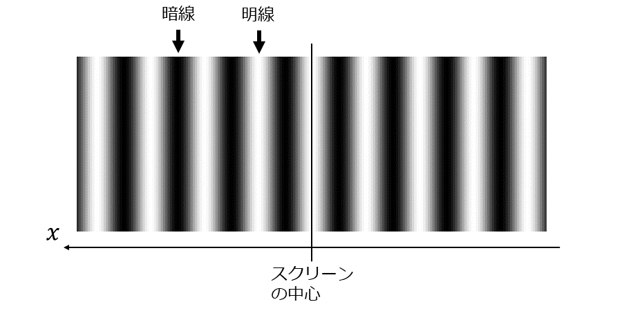 スクリーン上に発生する干渉縞のイメージ